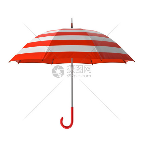 线条夏季海滩红伞隔离在白色背景3D插图夏季海滩红伞隔离在白色背景插图正面雨图片
