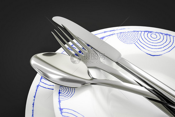 刀3d某些典型风格的餐具插图白色图片