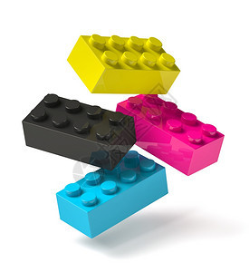 4个打印过程的3D玩具构件其中4个是丙基彩色青红紫黄黑在空中飞行悬停成功建造背景图片