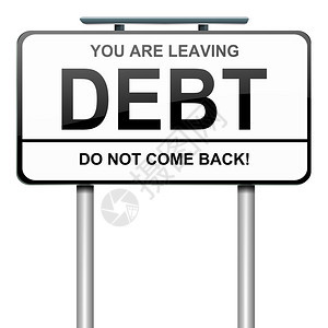 金融的恢复白色描述带有债务概念的路标插图白背景White背景图片