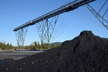 力量一种外部堆煤灰尘和矿加载设施钢铁基础的装煤粉图片