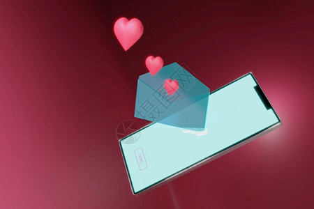 纸假期装饰3d写作情人节发送爱情信息的概念图片