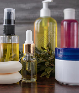 草油和药用肥皂和奶油叶子温泉前景图片