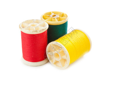 线芯纺织品纤维目的白色背景上红黄绿线背景