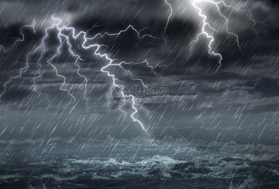 可怕的极端天气概念以3D说明式的D图示风格由乌云和暴风大雨狂构成自然气候图片