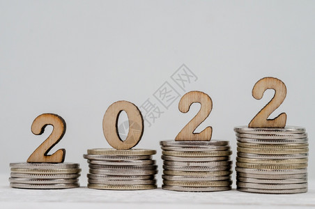 2022硬币和人物20横幅钱堆积成列预算商业生活背景