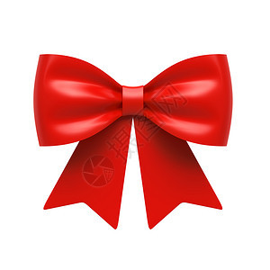 缎最佳白底3D插图D丝带礼品弓在白色背景上隔绝红的图片