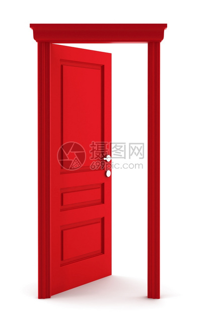 生活白色背景上的红门3d插图成功空白的图片