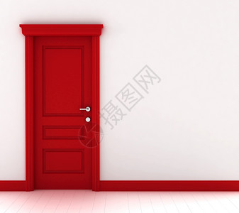 生活白色背景上的红门3d插图里面图片
