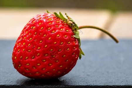 有机的新鲜草莓特写显示种子瘦果新鲜成熟红草莓的细节生花园图片