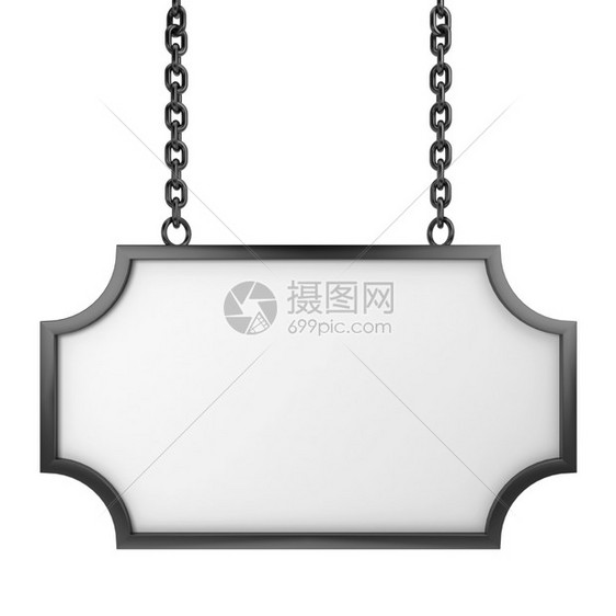 铁墙在白色背景上孤立的金属标牌3d插图警告图片