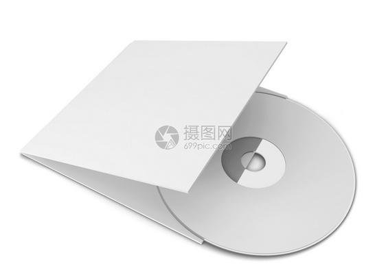 白色的背景上孤立的空白cd覆盖3D插图袖珍的目图片
