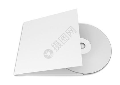 白色背景上孤立的空白cd覆盖3D插图写追踪图片