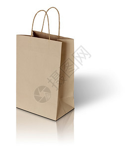 白色背景的棕纸袋销售礼物包裹图片