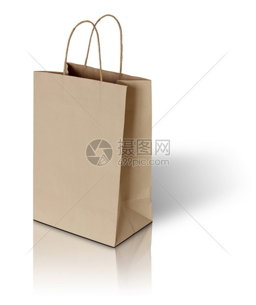 白色背景的棕纸袋销售礼物包裹图片