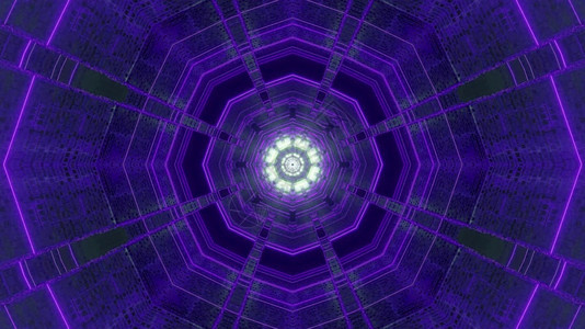 多希德龙隧道的视觉抽象背景其紫外线光效应和发花状朵形成底部远期紫色对称图案3d插1三走廊氖超高清图片