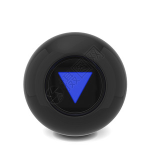 象征白色背景上孤立的魔术黑球3D插图三角形玩图片