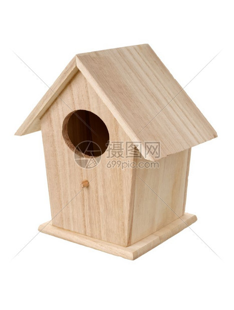 白色背景的木鸟巢箱屋窝木巢箱和居住地庇护所凉亭图片
