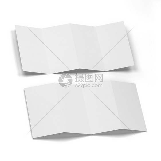 卡片床单介绍以白色背景隔离的4个四叠式小册子模型3d插图图片