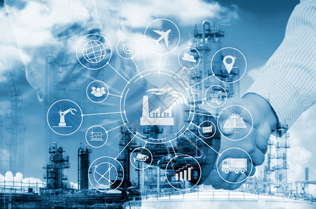 未来联系制造业40个工概念智能厂有图标流的象自动化和制造技术数据交换工业技术图片