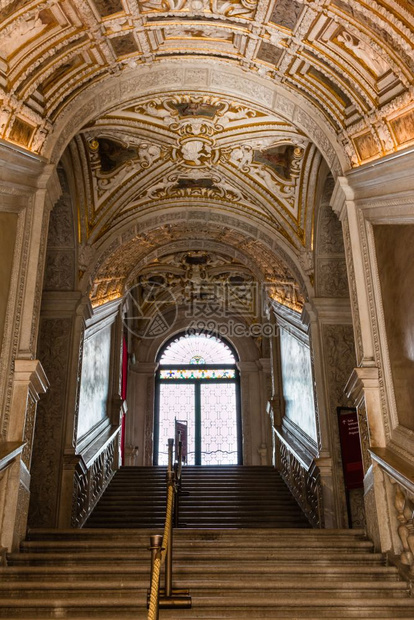 意大利威尼斯Dogersquos宫金楼梯雕像古老的旅游图片