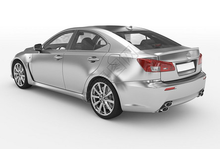 车辆明亮的汽白色银透明玻璃背左侧视图3D投影图片