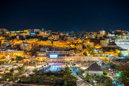 罗马的东约旦首都安曼市的空中观察约旦首都全景图片