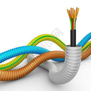 棕色的电缆和多软波纹管3D电气行业图片