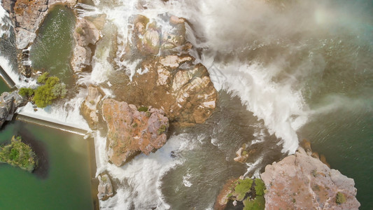 肖尼瀑布爱达荷州令人惊异的向下空中直观强大的瀑布风景优美观旅游图片