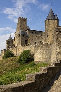 城堡中世纪垒和法国西南被维希哥斯人创建的卡松市城围墙1853年恢复了这个城市现在成为教科文组织的世界遗产地西方欧洲图片
