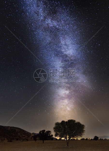 科学夜晚自然银河系在黑夜和恒星中的照片图片