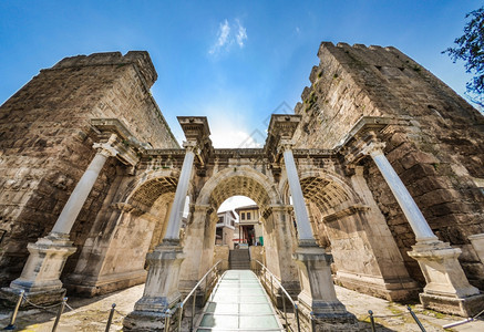 建筑学土耳其安塔利亚老城HadriansGate的景象古老旅行图片