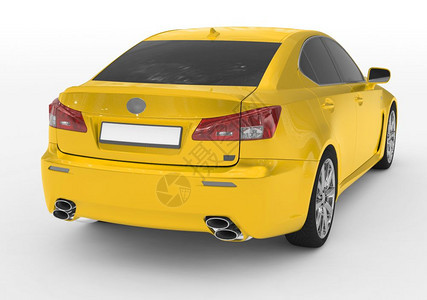 白色黄涂料有玻璃背右侧视图3D反思不透明车图片