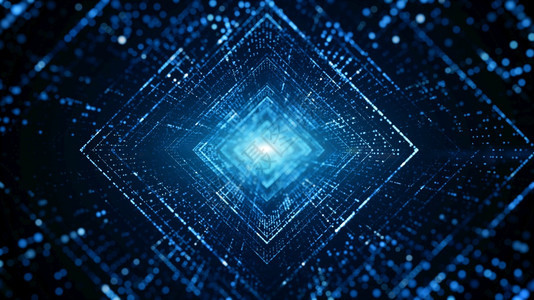 带有颗粒和照明的网络空间数字隧道技术网络连接抽象背景概念a具有微粒和照明的网络空间数字隧道编码蓝色的飞行图片