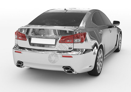 车轮辆当代的白色铬有玻璃背右侧视图3D图片