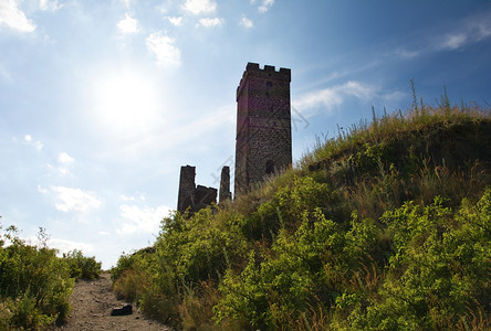 地标旅行捷克中部山区丘上的哈兹姆布克城堡废墟图片