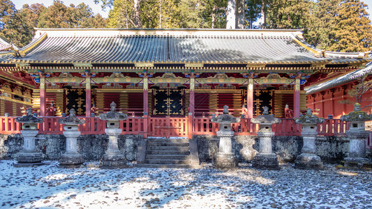 文化教科组织在日本Nikko的Toshogu神社三圣商店栃木图片