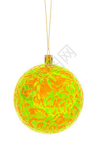 在白色背景上孤立的圣诞节球3D插图黄色的使成为快乐图片