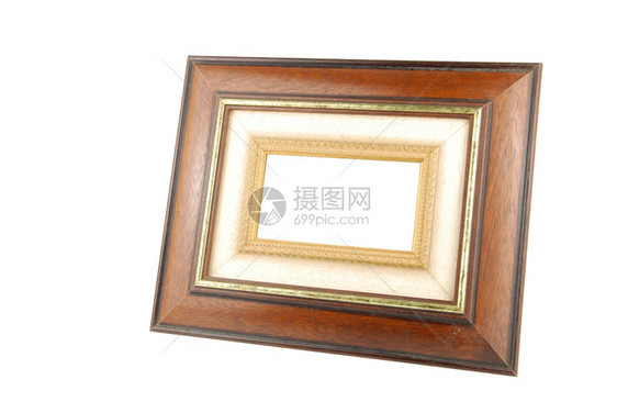 墙长方形装饰品白色背景上隔离的木制照相机图片