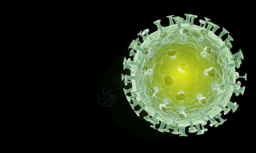 电晕渲染黑色背景的绿冠状细胞3D微观的图片