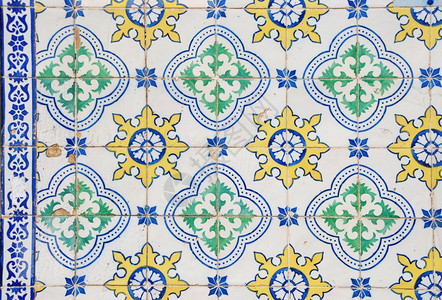 丰富多彩的陶瓷砖的涂漆背景图文azulejos里斯本古董图片