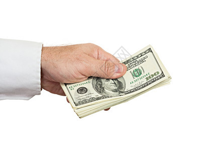 男手指持有白背景孤立钱财的商人手在白背景上与世隔绝钞票图片