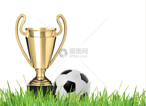 冠军奖杯和足球图片