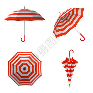 条干燥放夏季海滩红伞隔离在白色背景3D插图夏季海滩红伞隔离在白色背景图片
