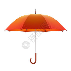 优质的降低尼龙橙色秋雨伞隔离在白色背景3D插图橙色秋雨伞隔离在白色背景图片