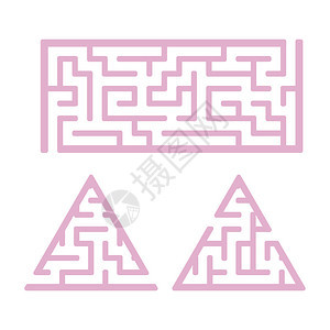 思维发展的出口一组儿童迷宫游戏孩子们的谜题Labyrinth难题找到正确的路径矢量插图图片