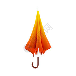 外部夏天橙色秋雨伞隔离在白色背景3D插图橙色秋雨伞隔离在白色背景插图木头图片