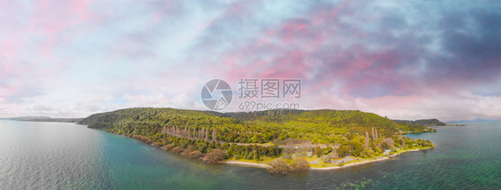 岛吸引力新西兰陶波湖风景全新西兰空中景观图片