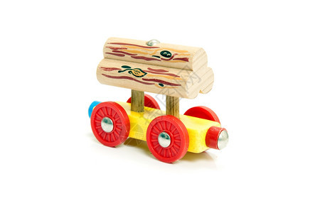 无效概念形象以玩具火车运输为代表它支持两块木板上堆成的柴这些是用于装货的木头排它图片