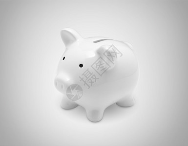 盒子灰色背景的小猪银行玩具金融的图片